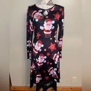 Christmas Santa and Star Print Long
Sleeve Dress